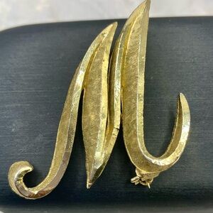 Vintage Mamselle Gold-Tone Letter M Initial Brooch Pin
